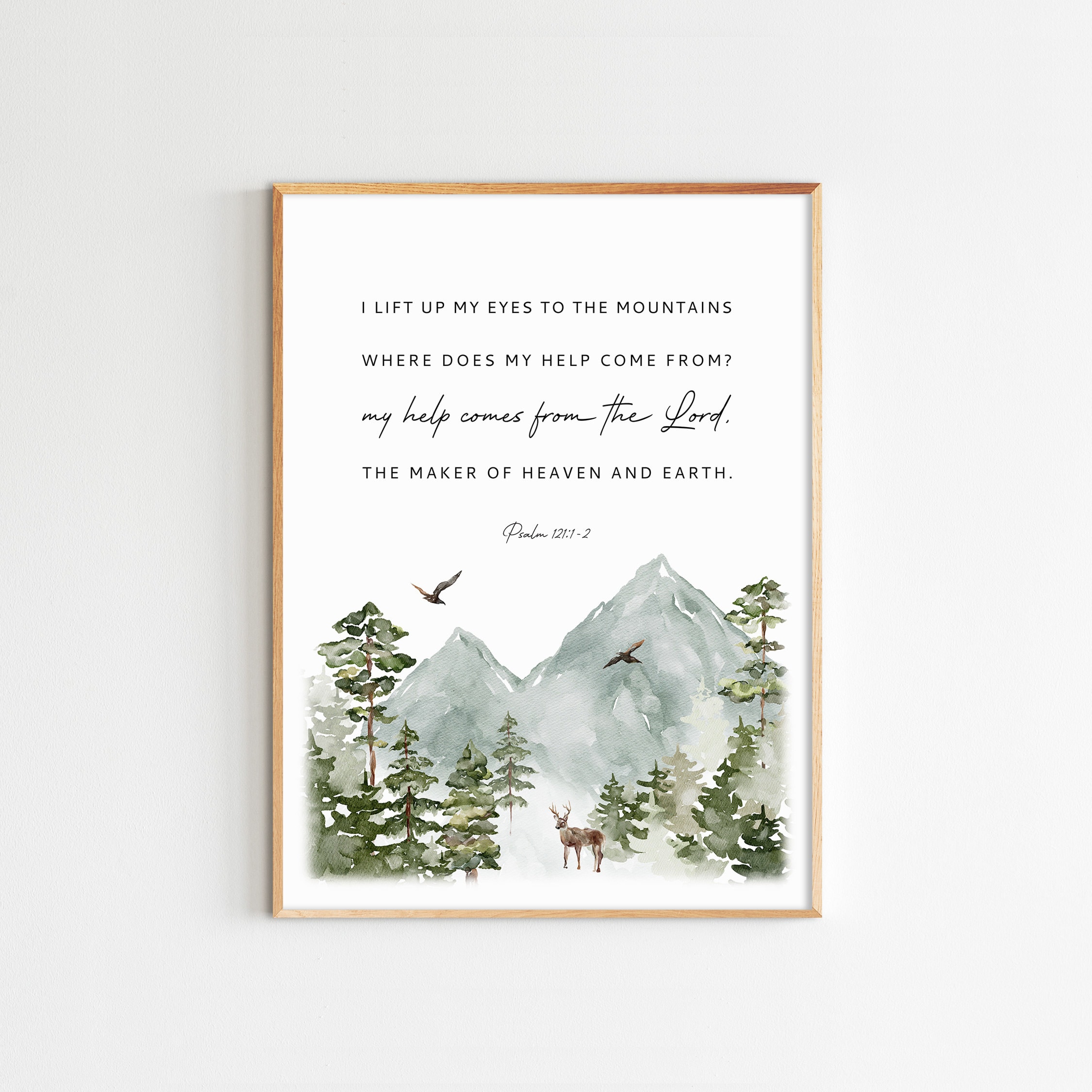 Psalm 121 1 2 printable watercolor mountains scripture poster etsy
