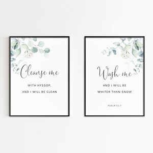 Psalm 51:7 Bible Verse Wall Art Laundry Room Sign Bathroom Wall Decor ...