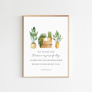 2 Korinther 4:7 Schatz in Gläsern Aus Ton Bibel Vers Wand Kunst Aquarell Schrift druckbare Schrift