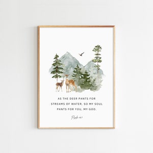 As The Deer Pants, Salmo 42:1, Versetto della Bibbia Wall Art Stampabile Scrittura Stampabile Dono cristiano