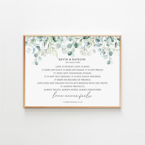 Wedding bible Verse gifts Custom Couple Names Sign Anniversary Gift Personalized Wedding Sign