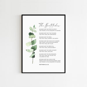 The Beatitudes Matthew 5:3-10 bible Verse Wall Art Christian Scripture Printable For Christian Home 16x20