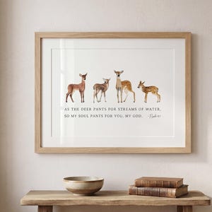 Als die Hirschhose, Psalm 42: 1, Bibel-Vers-Wand-Kunst-herunterladbarer horizontaler Druck christliches Geschenk
