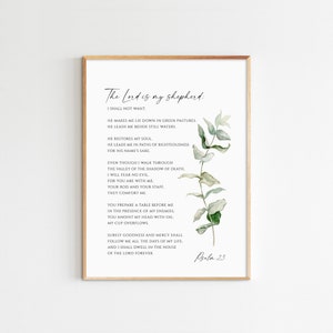 Le Seigneur est mon berger Psaume 23 Bible Versets Imprimés Écriture imprimable Citation chrétienne Art