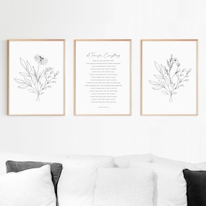 A Time for Everything, Ecclesiastes 3:1-8, Bible Verse Christian Wall Art, Printable Scripture, Botanical Line Art, Set of 3 Prints