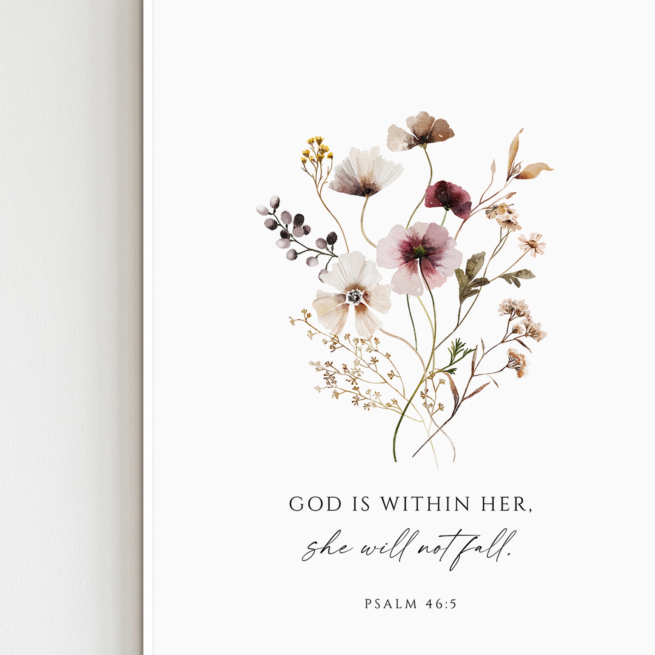 Psalm 46:5, God is Within Her She Will Not Fall, Bible Verse Wall Art ...