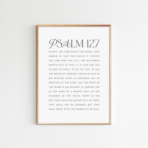 Psalm 127 Bibel-Vers-Druck: Minimalistische Schrift-Wandkunst (Digitaler Download)