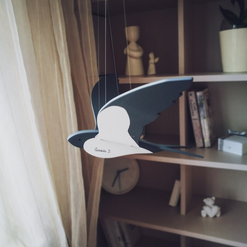 Wooden flying bird Hanging decor Mobile baby Interior item | Etsy