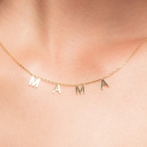 Collar inicial de oro macizo de 14 quilates - Joyería inicial - Regalos personalizados - Collar de letras diminutas - Collar inicial Delicado
