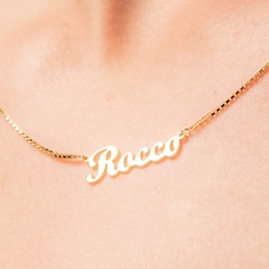 Solid Gold Box Chain Name Necklace - Personalized Name Necklace - Tiny Name Necklace - Gold Name Necklace - Name Necklace - Mothers day gift