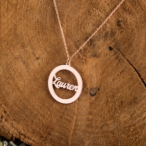 Circle Name Necklace - Minimalist Necklace, Name Necklace - Personalized Name Necklace - Gold Name Necklace - Mothers Day Gift