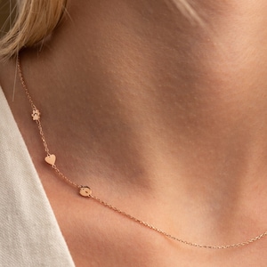Collar personalizado - Collar de oro macizo - Collar inicial lateral - Collar de letras descentrado - Collar minimalista - Collar de nombre personalizado
