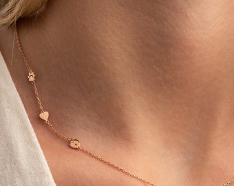 Custom Solid Gold Initial Necklace: Personalized Letter Charm