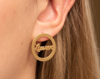 Handmade Sterling Silver Name Hoop Earrings: Personalized Jewelry