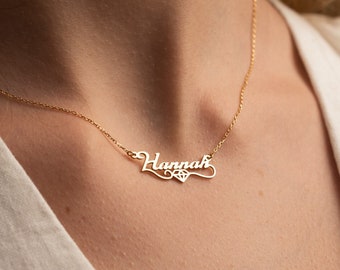 14K Solid Gold Name Necklace - Personalized Handmade Jewelry