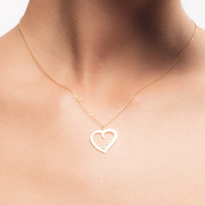Heart Name Necklace Dainty Heart Necklace Name Necklace Silver Heart Necklace Gold Heart Necklace Mama Necklace Mothers day gift image 4