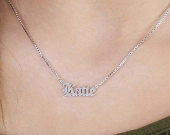 Box Chain Name Necklace - Personalized Name Necklace - Tiny Name Necklace - Gold Name Necklace - Name Necklace - Mothers day gift