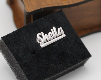 Personalized Sterling Silver Name Ring - Custom Initial Jewelry
