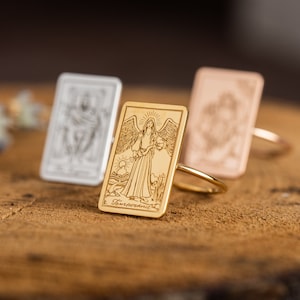 Gold Tarot Card Ring - Tarot Ring - Spiritual Jewelry - Astrology Ring - Tarot Jewelry, Tarot Gifts - Zodiac Ring - Gift For Her
