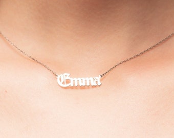 Sterling Silver Gothic Name Necklace: Personalized Jewelry Gift