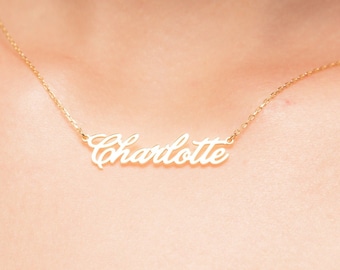 Mini Name Necklace - 14K Solid Gold Name Necklace - Personalized jewelry - Personalized Gift - Gift for her - Mothers Day Gift