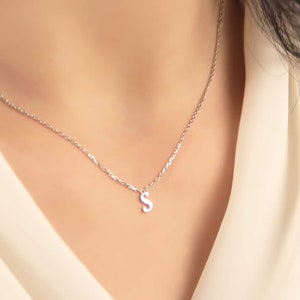 14K Solid Gold initial necklace - Initial Jewelry - Personalized Gifts - Tiny Letter Necklace - Dainty initial necklace