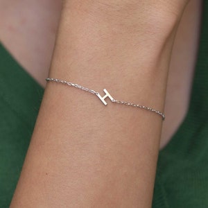 Initial Bracelet Letter Bracelet Couples Bracelet Custom Letter Bracelet 925K Sterling Silver Initial Bracelet Bridesmaid Gift image 1