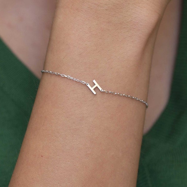 Initial Bracelet - Letter Bracelet - Couples Bracelet - Custom Letter Bracelet - 925K Sterling Silver Initial Bracelet - Bridesmaid Gift