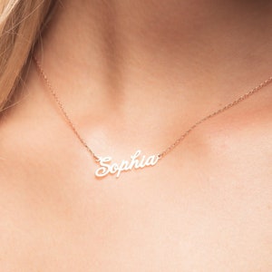 14k Solid Gold Personalized Name Necklace Luxurious Custom Jewelry Perfect Christmas Gift or Personal Keepsake image 1