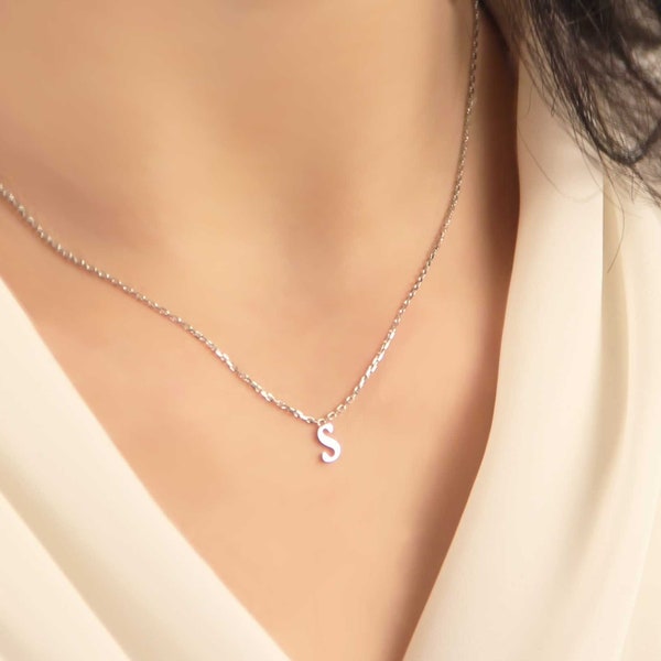 Initial Necklace - Sterling Silver initial necklace - Initial Jewelry - Personalized Gifts - Tiny Letter Necklace - Dainty initial necklace