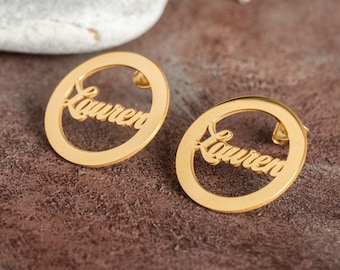 Name Earrings - Custom Earrings - Personalized Earrings - Minimalist Earrings - Personalized Jewelry - Name Hoop Earrings -