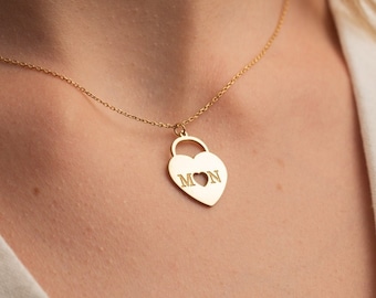 Heart PadLock Initial Necklace - Padlock Initial Necklace - Heart Necklace - The Lock Initial Pendant Necklace - Initial Padlock Necklace