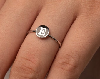 Custom Initial Ring: Tiny Oval Sterling Silver, Handmade