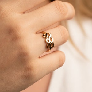 GOLD Year Ring - Personalized Number Ring - Date Ring - Stackable Ring for Mom - Delicate Stacking Ring - Personalized Ring - Mom Ring