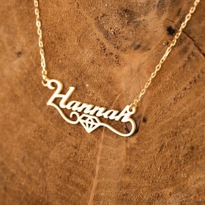 14K Solid Gold Name Necklace - Name Necklace -  Personalized jewelry - Personalized Gift - Gift for her - Mothers Day Gift