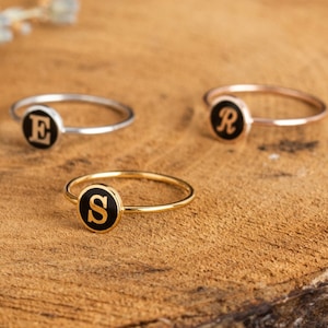 Custom Initial Ring: Tiny Oval Ring, Sterling Silver, Gold