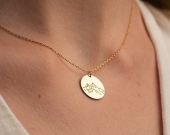 Gold Mountain Necklace - Travel Necklace - Outdoorsy Gifts - Silver Mountain Necklace - Mountain Pendant - Mountain Charm