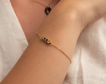 14K Gold Birthstone Bracelets - Custom Made Family Birthstone Jewelry - Gemstone Bracelet - Multiple Family Birthstone Bracelet