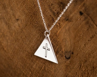 Sterling Silver Triangle Necklace: Geometric Personalized Pendant