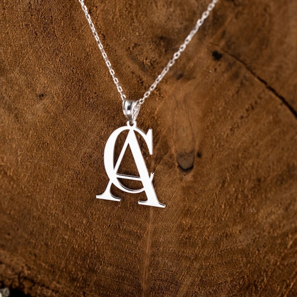 Double initial Necklace, Custom Two Letter Necklace, Two Initials Necklace, Double Letters Pendant, Couple necklace, Custom Initial Necklace