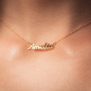 14K SOLID GOLD NAME Necklace - 14K Gold Dainty Name Necklace - Personalized jewelry - Gift for her - Personalized Gift for Mom