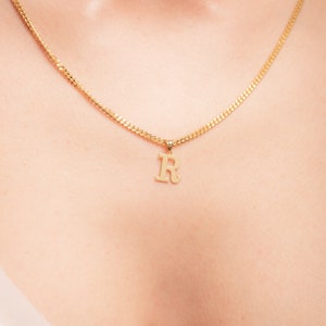 Initial Necklace with Curb Chain Letter Necklace Gold Initial Necklace Custom Initial Necklace Mother Gift Gift for Her GOLD