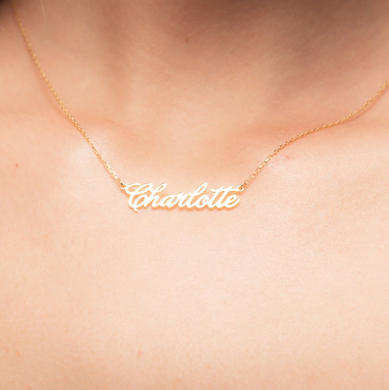 14k Solid Gold Personalized Name Necklace Luxurious Custom Jewelry Perfect Christmas Gift or Personal Keepsake image 7