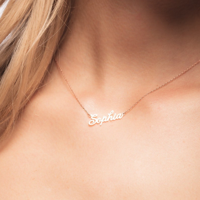 14k Solid Gold Personalized Name Necklace Luxurious Custom Jewelry Perfect Christmas Gift or Personal Keepsake image 1