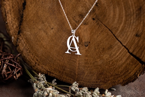 Double Initial Necklace Custom Two Letter Necklace Two Initials