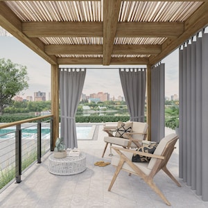 Cortinas, cortina exterior repelente al agua para balcón, terraza y jardín, protección visual, protección solar a prueba de viento