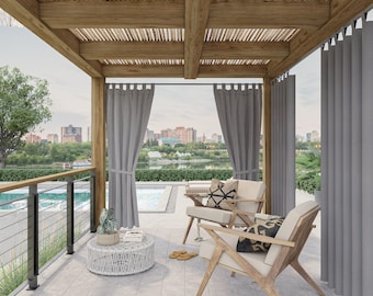 Vorhänge wasserabweisend Outdoor- Vorhang für Balkon Terrasse und Garten Sichtschutz Außenvorhang Winddicht Sonnenschutz