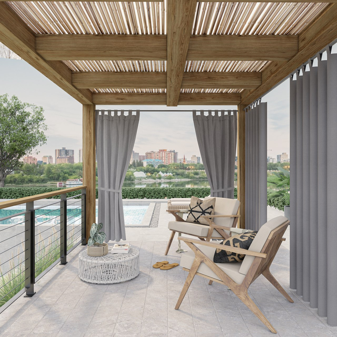 Cortinas cortina impermeable para exterior para balcón terraza y jardín  pantalla de privacidad cortina exterior a prueba de viento protección solar  -  México