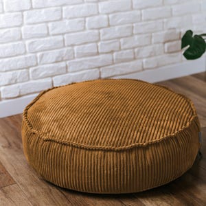 Pouf rond en velours côtelé, parfait pour un enfant - confort pour votre petit