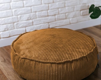 Pouf rotondo in velluto a coste, perfetto per un bambino: comfort per il tuo piccolo.